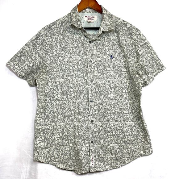 Penguin Large Classic Fit Shirt Munsingwear Buttoned Short Sleeve Floral Office - Picture 1 of 7